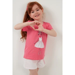 Baskılı Bisiklet Yaka Pamuklu T Shirt Kız Çocuk T Shirt 6211037