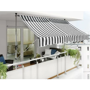 Teleskopik Tente Gri-Beyaz 300X130 cm - Polyester - Yükseklik: 2 Mden 3 Mye Kadar Ayarlanabilir