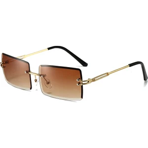 Shenzhen Xin Xin Vintage Moda Güneş Gözlüğü Çerçevesiz Çerçevesiz Dikdörtgen Tonları Degrade UV400 Yaz Seyahat Güneş Gözlükleri Kadınlar Için (Yurt Dışından)