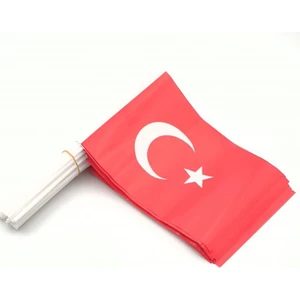 Hediye Panayırı Çubuklu Kağıt Türk Bayrağı (10 Adet)