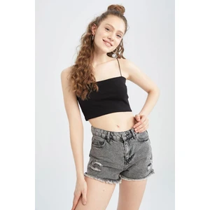 Coool Skinny Fit İp Askılı Pamuklu Crop Top U0358AZ22SM