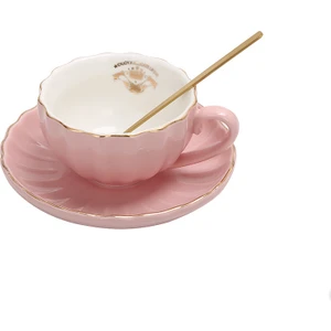 Sevimli Kabak Kupası Seramik Kahve Kupa Seti Siyah Çay Bardağı Öğleden Sonra Çiçek Çay Bardağı Daire Altın Çift Hediye Vaso Para Cafe Drinkware | Kahve Kupası   Setleri