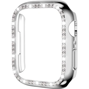 Apple Watch 6 Se 5 4 44 mm Uyumlu Kasa Koruyucu Taşlı Tasarım Metalik Renk Gövde Koruma (Önü Açık)