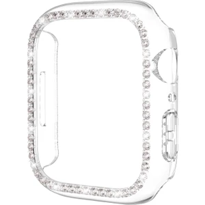 Apple Watch 6 Se 5 4 44 mm Uyumlu Kasa Koruyucu Taşlı Tasarım Metalik Renk Gövde Koruma (Önü Açık)