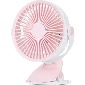 YKD Store WT-F15 Kelepçe Çift Kullanımlı 1200MAH 360 Derece Dönüş Mini Kablosuz USB Taşınabilir Fan 3 Hız Kontrolü (Pembe)(Yurt Dışından)