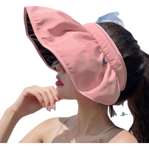 Kadın Katlanabilir Güneş Şapkası - Pembe (Yurt Dışından)
