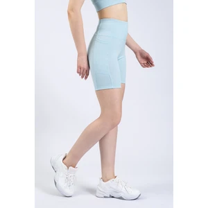 The Step Sports Kadın Mavi Cepli Fitilli Yüksek Bel Spor Şort Tayt 8"
