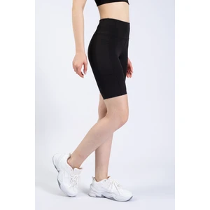The Step Sports Kadın Siyah Cepli Fitilli Yüksek Bel Spor Şort Tayt 8"