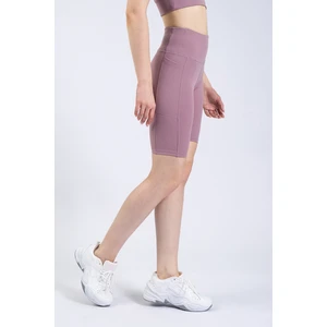 The Step Sports Kadın Lila Cepli Fitilli Yüksek Bel Spor Şort Tayt 8"