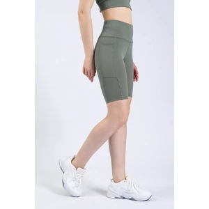 The Step Sports Kadın Çağla Yeşili Cepli Fitilli Yüksek Bel Spor Şort Tayt 8"