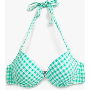 Bağlama Detaylı Ekose Bikini Üst