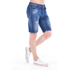 Cedy Denım Erkek Gerze Mavi Yıpratmalı Kot Şort Slim Fit Jean Şort C342