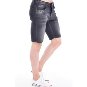 Cedy Denım Erkek Havana Antrasit Yıpratmalı Kot Şort Slim Fit Jean Şort C342