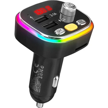 S-Link SL-BT306 Çift USB 5V 3.1A Rainbow Işıklı LED Ekran Tf Kartlı V5.0 Bluetooth Fm