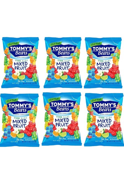 Tommy's Bears Karışık Meyveli Yumuşak Şeker 127,5 gr 6'lı