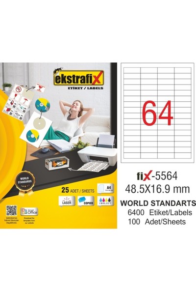 Ekstrafix Lazer Etiket - FİX5564 - 48.5X16.9 mm
