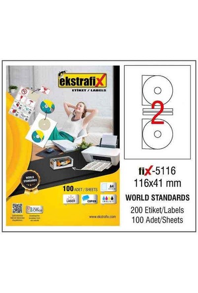 Ekstrafix Lazer Etiket - FİX5116 -Cd 116X41 mm