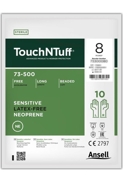 Ansell Touchntuff 73-500 Kimyasal Sıçrama Dirençli Çok Amaçlı Eldiven