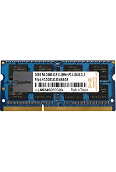 Longline LNGDDR31333NB/8GB 8GB DDR3 1333MHZ Notebook Bellek Cl9 PC3-10600 So-Dımm