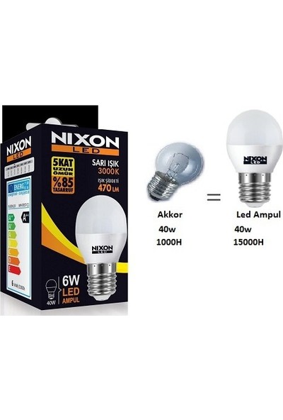 Nixon LED Ampul 6W=(40W) 5000K 470LM Beyaz Işık E27 10 Lu Paket