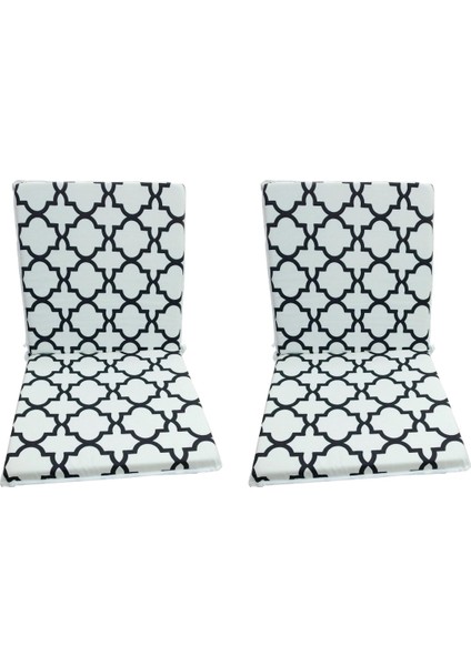 2 Adet Komutan Arkalıklı Sandalye Minderi, Bahçe Sandalye Minderi-Damask Siyah