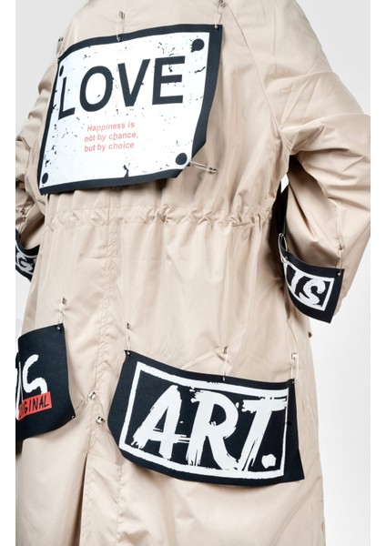 Bej Sırt Arma Trenchcoat