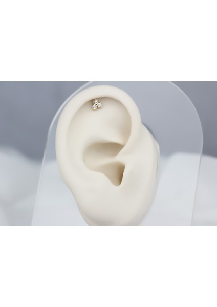 Altın Üç Taş Helix Piercing