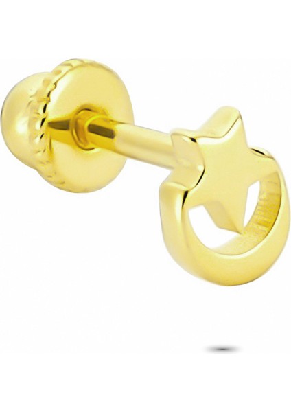 Altın Ay Yıldız Helix Piercing