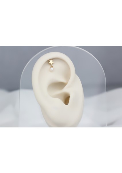 Altın Inci Yıldız Helix Piercing