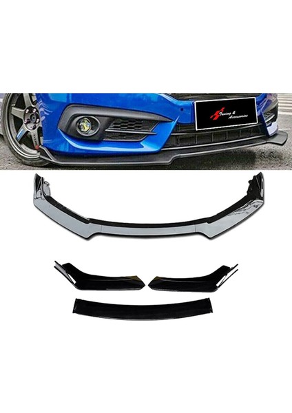 Volvo S60 Parlak 3 Parça Siyah Ön Ek Piano Black Lip