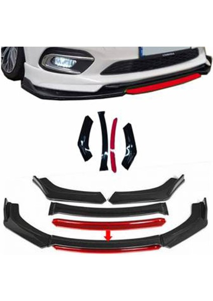 Renault Megane 2 2002-2008 4 Parça Kırmızı Ön Ek Piano Black Lip