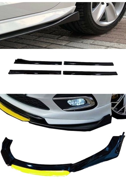 Fiat / Tofaş Tempra Flaplı Yan Marşpiyel Eki + 4 Parça Sarı Ön Ek Piano Black Set