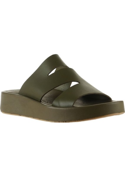 Yeşil Deri Kadın Dolgu Topuklu Terlik fiyatları