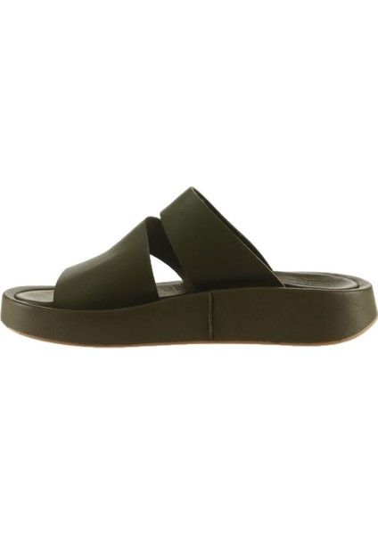 Yeşil Deri Kadın Dolgu Topuklu Terlik modelleri