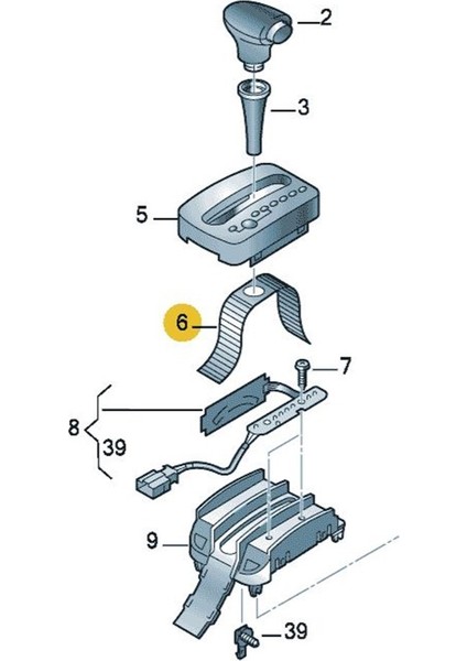 Vw Volkswagen Bora 1998-2005 Otomatik Vites Topuzu Kolu Alt Rayı Perdesi Plastiği 1J0713277