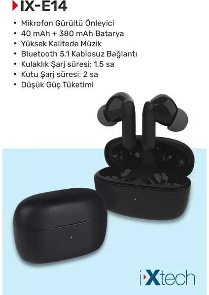 IX-E14 Kablosuz Bluetooth Airbuds Siyah