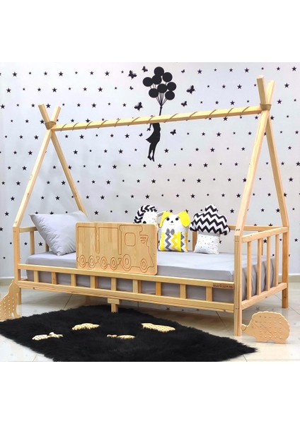 Montessori Yatak Ahşap Karyola Çocuk ve Bebek Beşiği Tren indirimleri