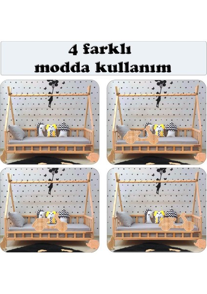 Motosikletli Montessori Yatak Doğal Çam Ağacı Çocuk Karyola fiyatları