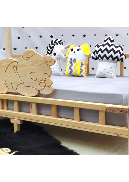 Çocuk Karyola Doğal Çam Montessori Yatak Bebek Beşiği fırsatları