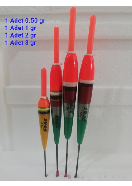 Hassas Şamandıra Fosfor Takılabilen ( 1 Adet 0,5 gr - 1 Adet 1 gr - 1 Adet 2 gr - 1 Adet 3 gr )