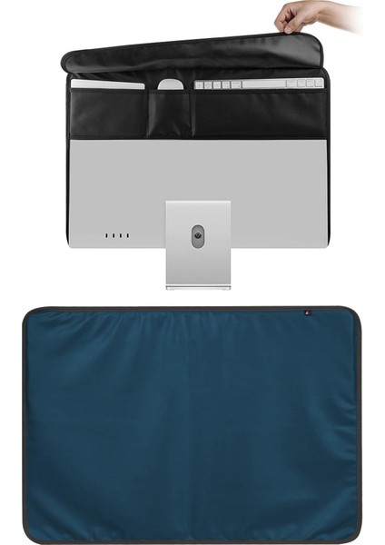 Monitör Toz Kapağı Pu Deri Antistatik Ekran Hd Panel Kılıf IMAC Mavi Için Fit (Yurt Dışından)