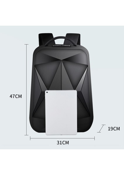USB Portu ile Laptop Sırt Çantası Sert Kabuk Hafif Seyahat Erkekler Siyah Için Hafif (Yurt Dışından)