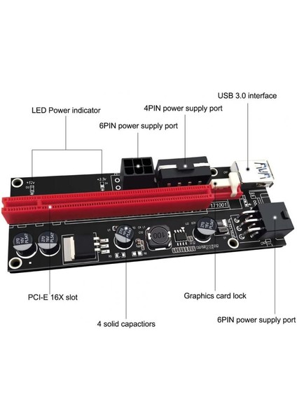 1x Ila 16X Pcıe Yükseltici Kurulu 60 cm USB 3.0 Kablo Ver 009S Pci-E Pcie Riser Kartı (Yurt Dışından)