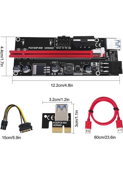 1x Ila 16X Pcıe Yükseltici Kurulu 60 cm USB 3.0 Kablo Ver 009S Pci-E Pcie Riser Kartı (Yurt Dışından)
