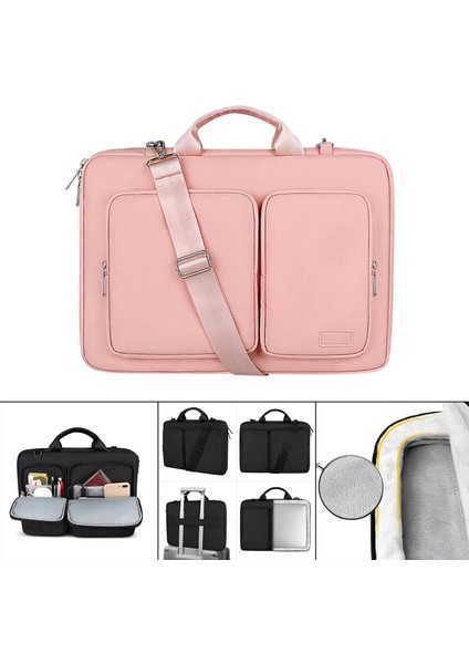 Laptop Çantası Omuz Messenger Kılıf 15.6 Inç Çoklu ve Düzgünce Organizatörler Pink (Yurt Dışından)