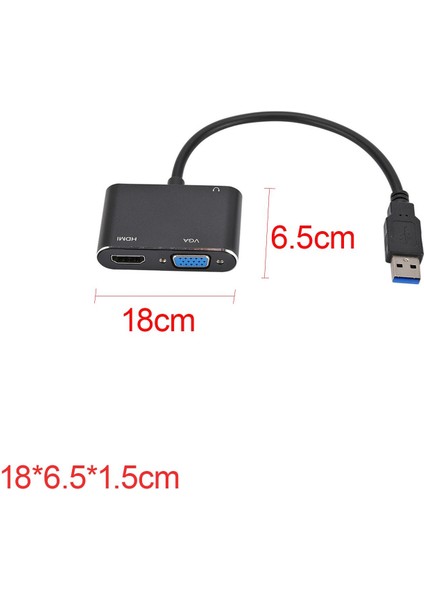 HDMI VGA Adaptörüne 2-In-1 USB Os Windows ile Yüksek Uyumlu Uyumlu (Yurt Dışından)