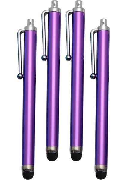 Universal Stylus Kalem 4'lü Mikrofiber Yüksek Hassasiyetli Kapasitif Kalem Gömlek Klipsli Kolay Taşıma Mor (Yurt Dışından)