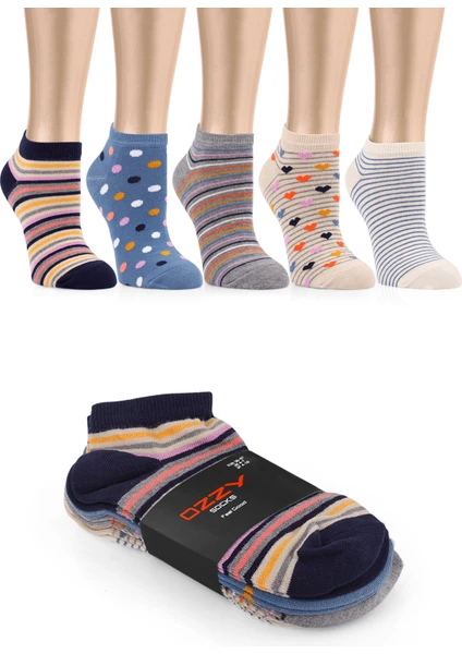 Ozzy Socks 5 Çift Eğlenceli Desenler Kadın Patik Çorap OZZYP003