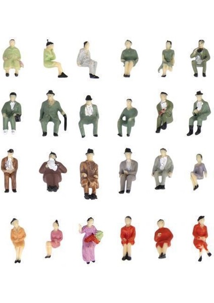 8X24PCS Boyalı Model Tren Oturmuş Insanlar Passangers Rakamlar Ölçekli Ho (1 - 87) P87-12 8 Adet (Yurt Dışından)