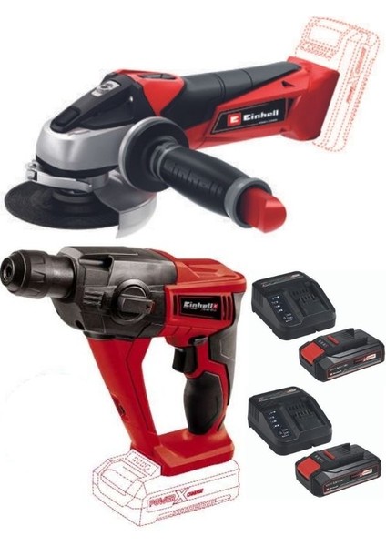 Te-Hd 18 Li Akülü Vidalama Delme Te-Ag 18/115 Akülü Avuç Taşlama 2X2.5AH Starter Kit Set